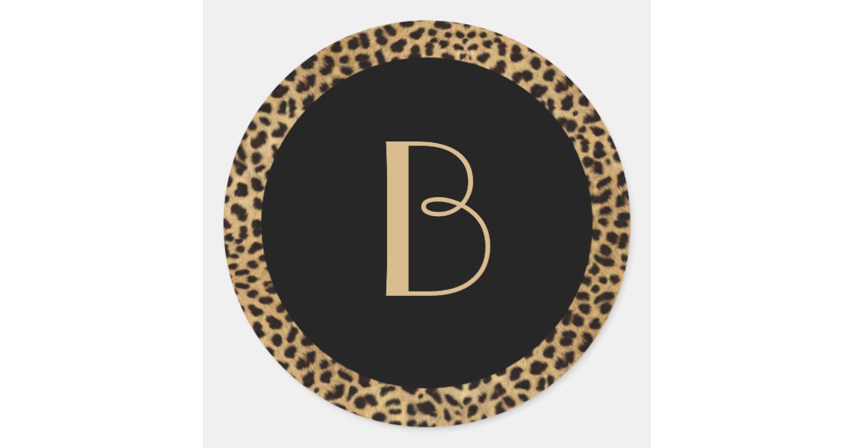 leopard monogram sticker zazzle