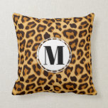 Leopard Print Monogram Throw Pillow