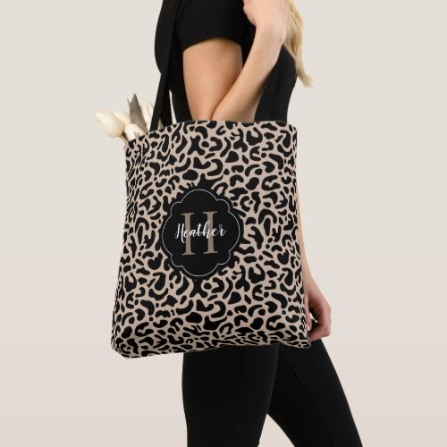 Leopard Print Monogram Tote Bag