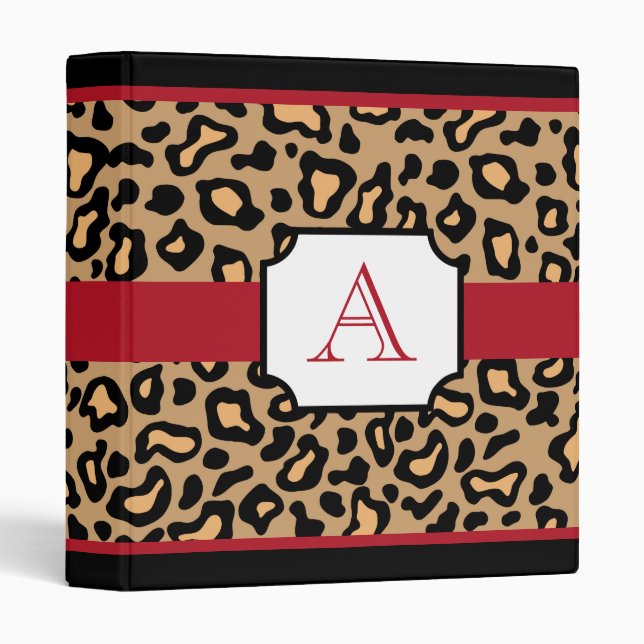 Leopard Print Monogrammed Scrapbook Binder (Front/Spine)
