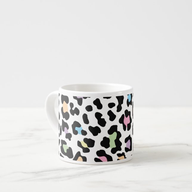 Leopard Print Multi Colors Espresso Cup (Front Left)