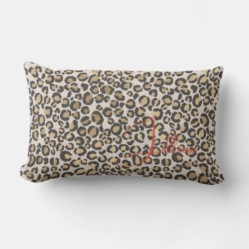 Leopard Print Nuetrals Name Chic Trendy Decor  Lum Lumbar Pillow