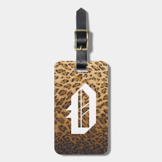 Leopard Print O monogram initials Luggage Tag (Front Vertical)