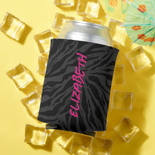 Leopard Print on Charcoal Can Cooler