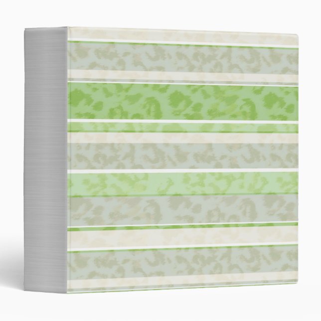 Leopard print on striped background. 3 ring binder (Front/Spine)