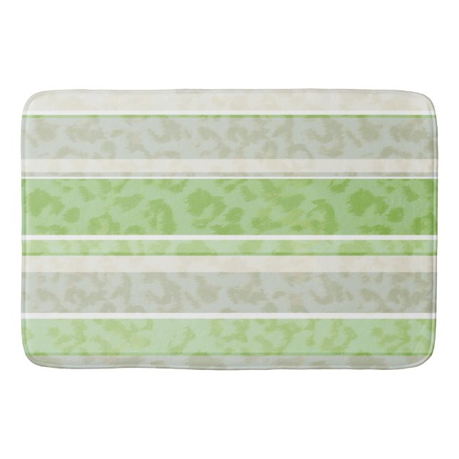 Leopard print on striped background. bath mat (Front)