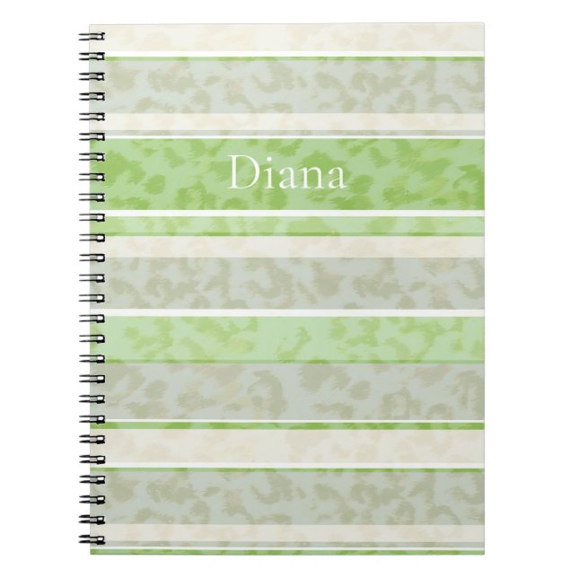 Leopard print on striped background.  notebook (Front)