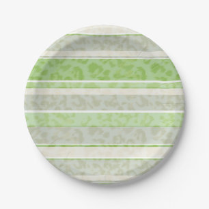 Leopard print on striped background. paper plates