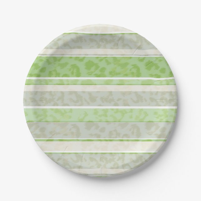 Leopard print on striped background. paper plates (Front)