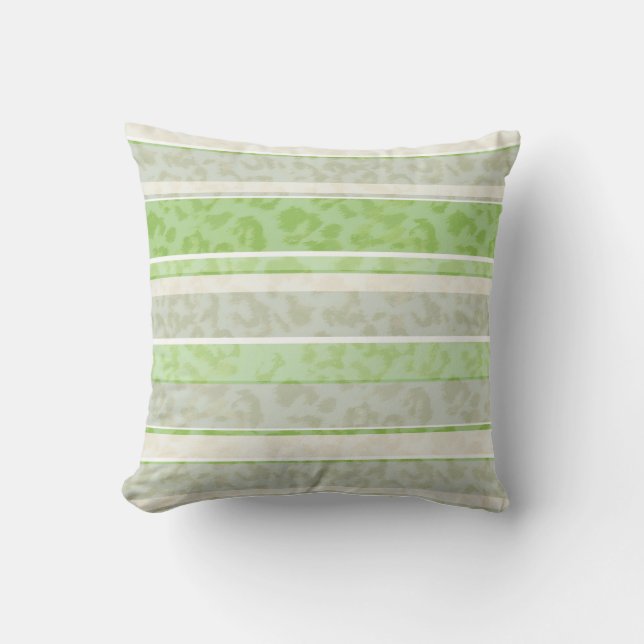 Leopard print on striped background. throw pillow (Front)