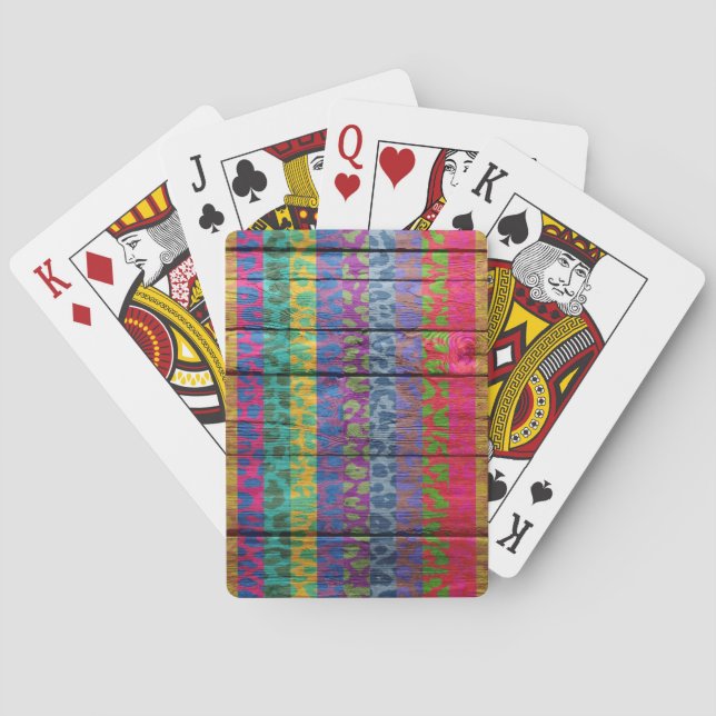 Leopard Print on Wood #4 Poker Cards (Back)