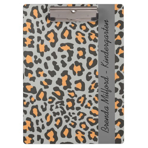 Leopard Print Orange Black Gray Custom Clipboard