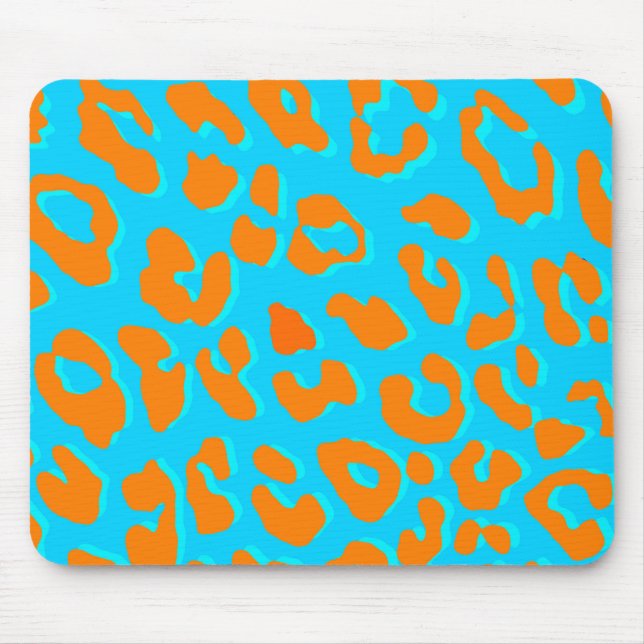 Leopard Print Orange Blue Mouse Pad (Front)