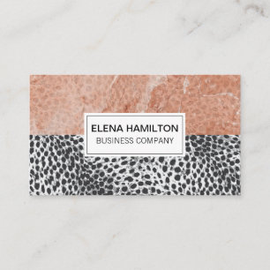 Leopard Print Orange Marble Color Block Business Card