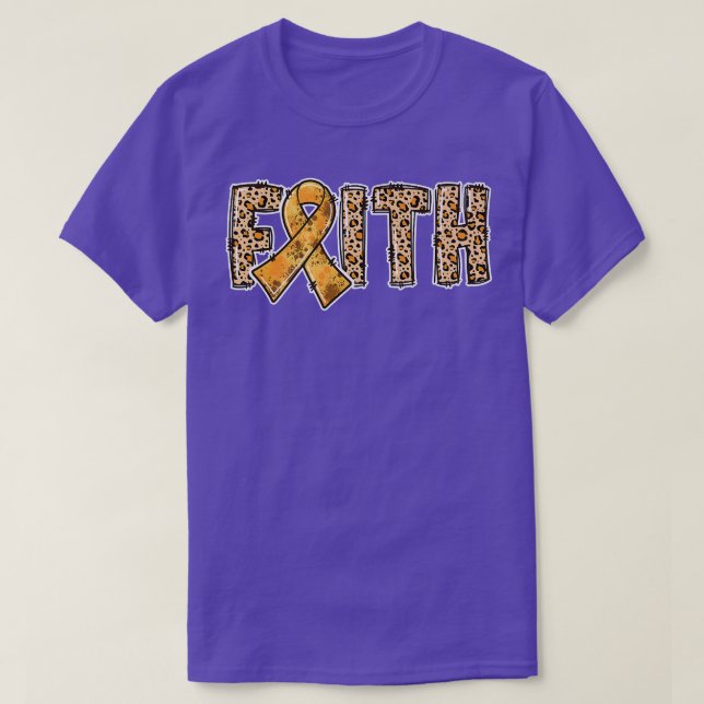Leopard Print Orange Ribbon FAITH ADHD Awareness P T-Shirt (Design Front)