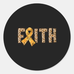 Leopard Print Orange Ribbon Faith Leukemia Awarene Classic Round Sticker