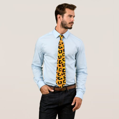 Leopard Print Orange Yellow Neck Tie