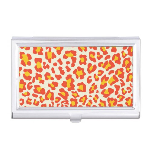 Leopard Print Orange Yellow White Business Card Holder