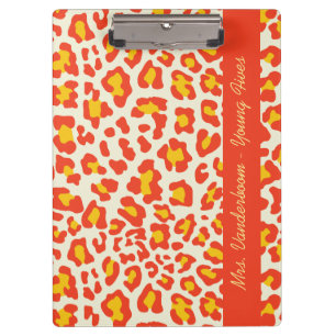 Leopard Print Orange Yellow White Custom Clipboard