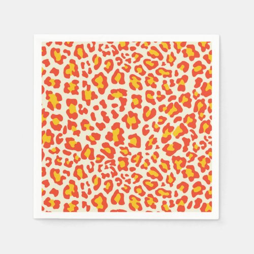 Leopard Print Orange Yellow White Napkins