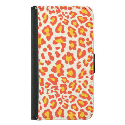 Leopard Print Orange, Yellow, White Samsung Galaxy S5 Wallet Case