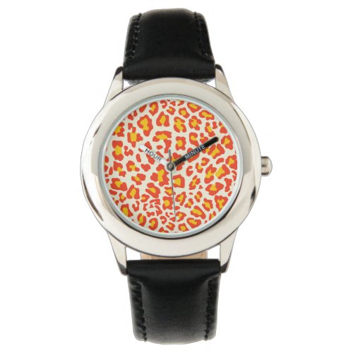Leopard Print Orange Yellow White Watch