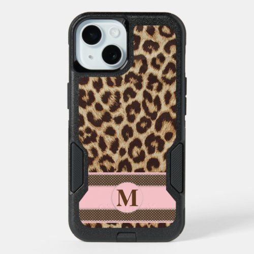 Leopard Print OtterBox Commuter iPhone 15 Case