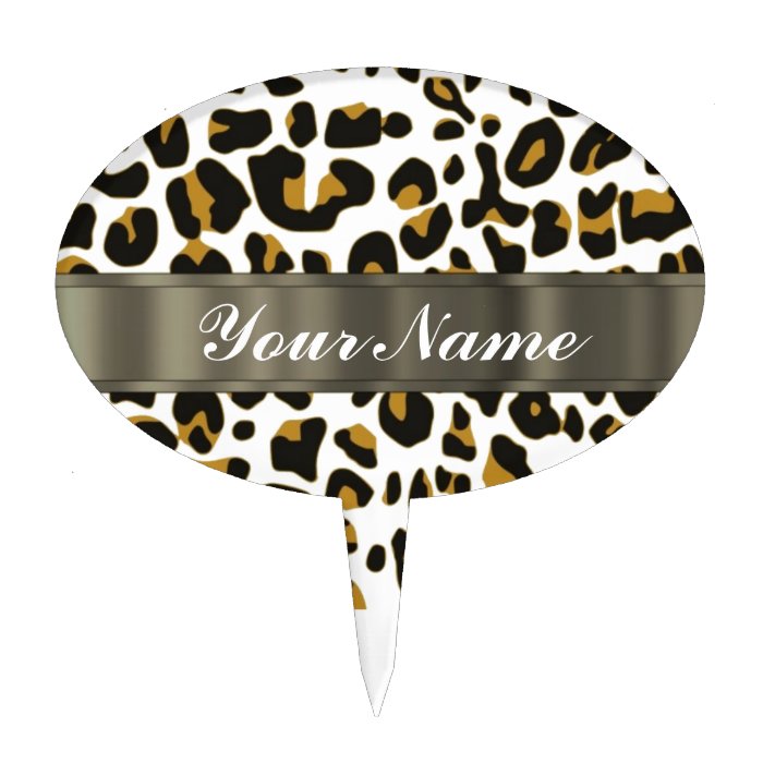 leopard print oval cake toppers