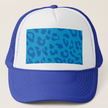 Leopard Print Pale Blues Trucker Hat by BlakCircleGirl at Zazzle