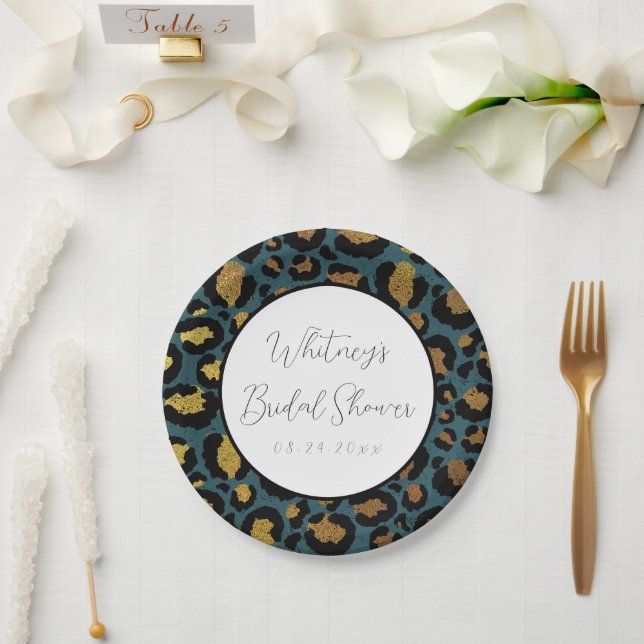 Leopard Print Paper Plates Personalized - Cheetah (Wedding)