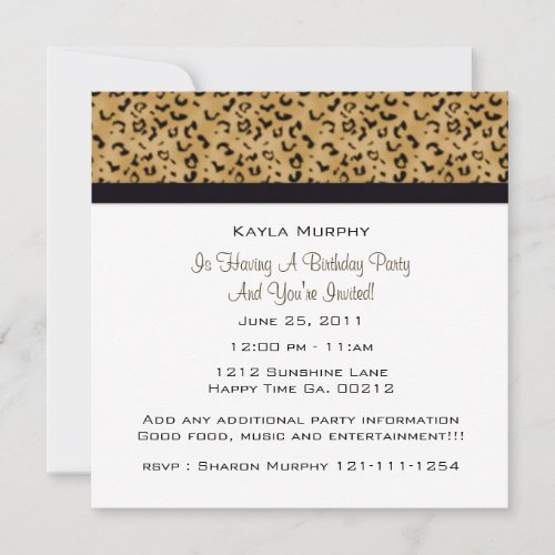Leopard Print Party Invitations