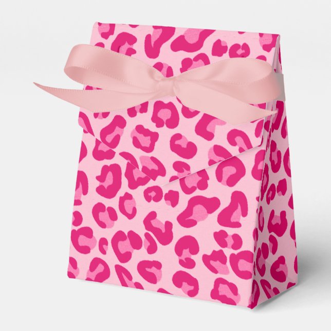 Leopard Print, Pastel Pink, Hot Pink and Fuchsia Favor Boxes (Front Side)