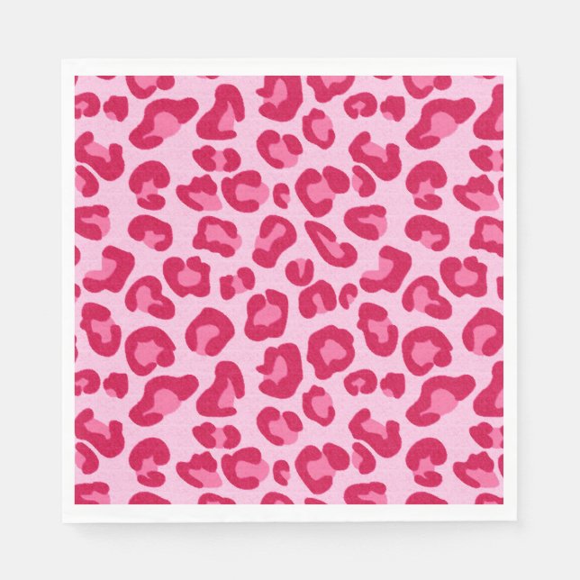 Leopard Print, Pastel Pink, Hot Pink and Fuchsia Napkins (Front)