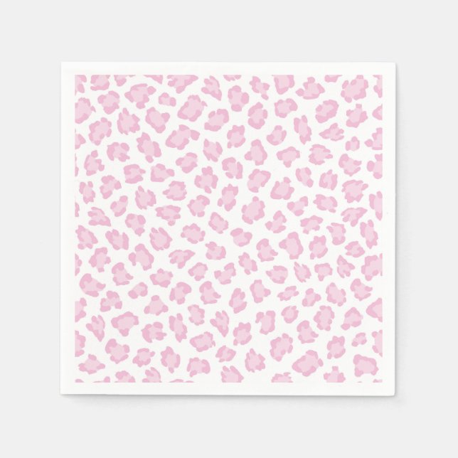 Leopard Print Pastel Pink Sweet Animal Lover Girl Napkins (Front)