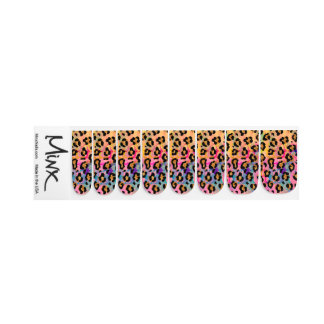 LEOPARD PRINT PASTEL RAINBOW FADE NAIL WRAP ART