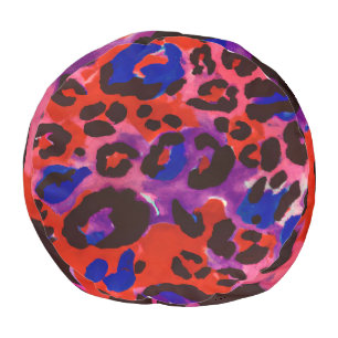 Leopard Print Pattern/Abstract Art/Pink/Black/Blue Pouf