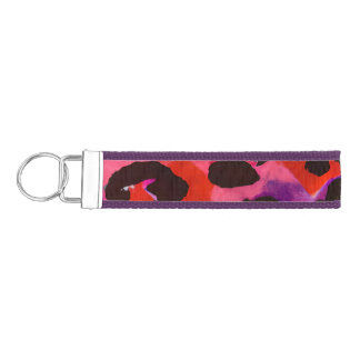 Leopard Print Pattern/Abstract Art/Pink/Black/Blue Wrist Keychain
