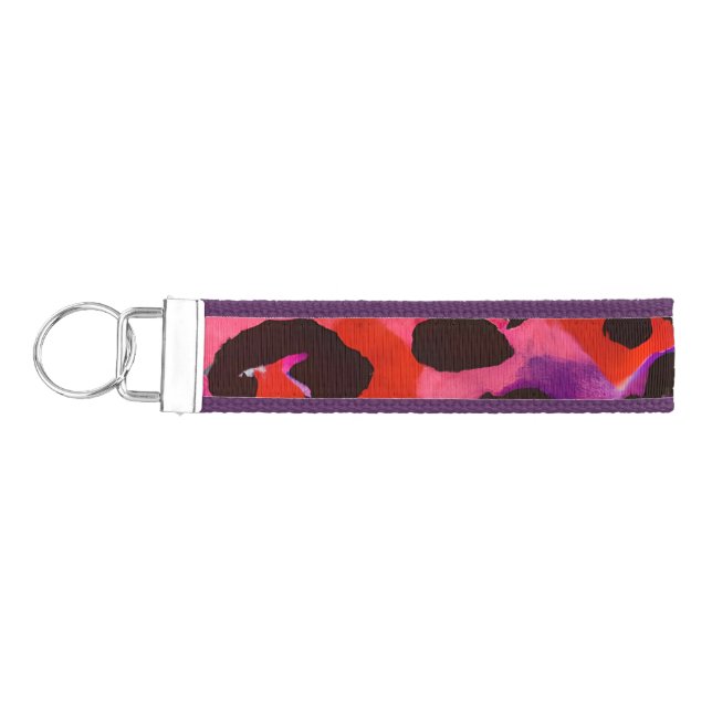 Leopard Print Pattern/Abstract Art/Pink/Black/Blue Wrist Keychain (Keys on Left)