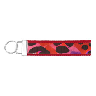 Leopard Print Pattern/Abstract Art/Pink/Black/Blue Wrist Keychain