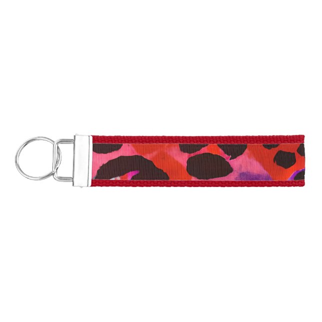Leopard Print Pattern/Abstract Art/Pink/Black/Blue Wrist Keychain (Keys on Left)