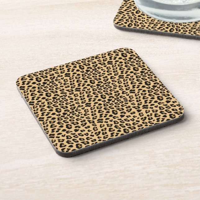 Leopard Print Pattern Beverage Coaster (Left Side)