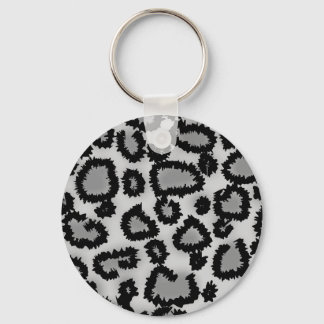Leopard Print Pattern, Black and Gray. Keychain