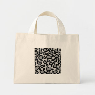 Leopard Print Pattern, Black and Gray. Mini Tote Bag