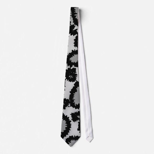 Leopard Print Pattern, Black and Gray. Neck Tie (Front)