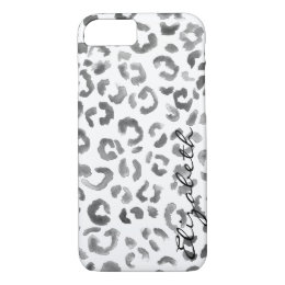 Leopard print pattern black watercolor custom iPhone 8/7 case