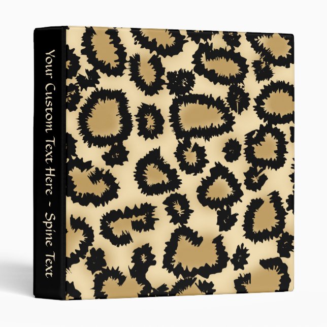 Leopard Print Pattern, Brown and Black. 3 Ring Binder (Front/Spine)
