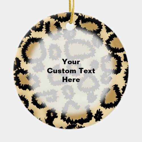 Leopard Print Pattern Brown and Black Ceramic Ornament