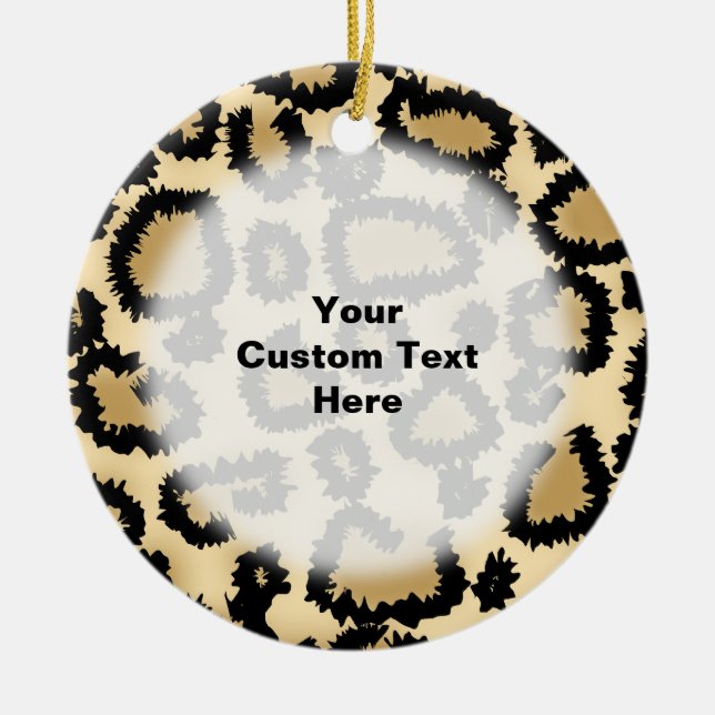 Leopard Print Pattern, Brown and Black. Ceramic Ornament (Front)
