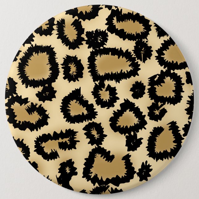 Leopard Print Pattern, Brown and Black. Pinback Button (Front)