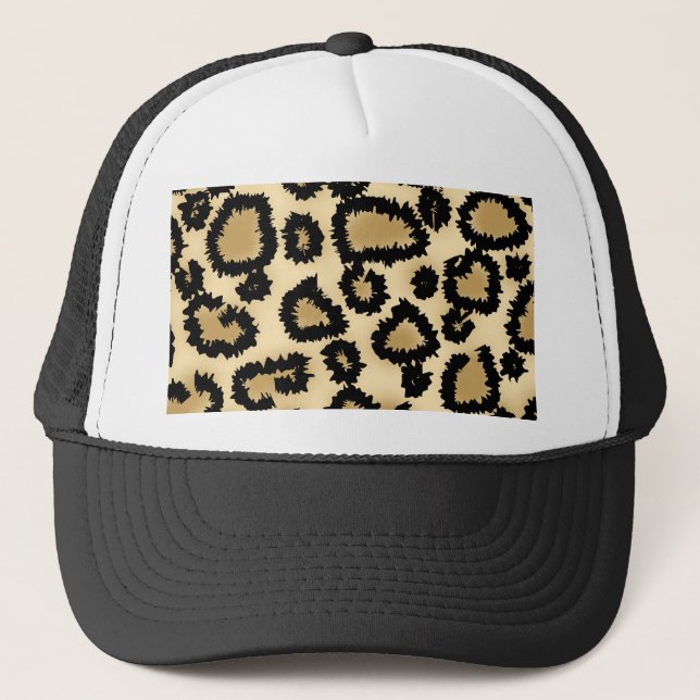 Leopard Print Pattern, Brown and Black. Trucker Hat (Front)